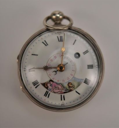 Montre à coq, boitier en acier. Le cadran...