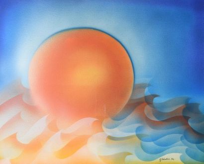 Gilbert VALENTIN (1928-2001). Coucher de...
