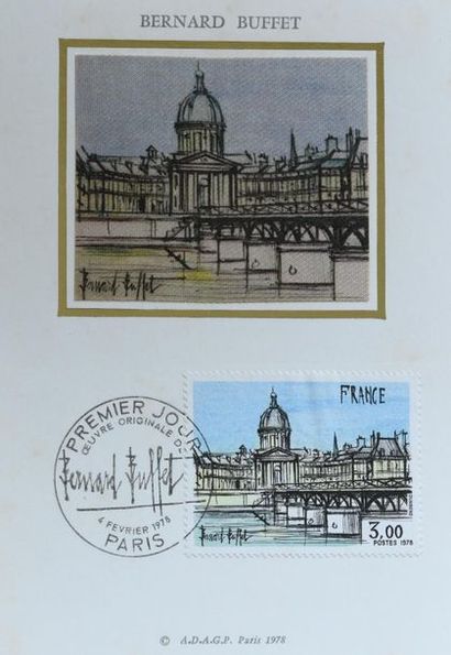 Bernard BUFFET (1928-1999). Quatre timbres...