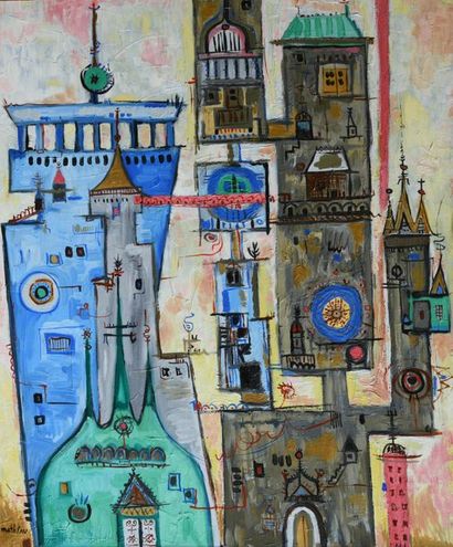 André MATHIAU (1933-2013).
Ville imaginaire....