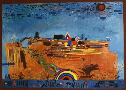André MATHIAU (1933-2013).
Paysage surréaliste....