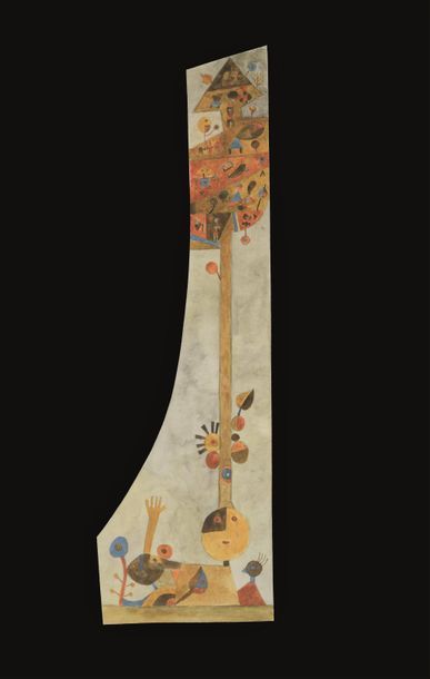 André MATHIAU (1933-2013). 
 Surrealist composition.
Watercolour...