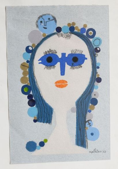 André MATHIAU (1933-2013). 
 Woman in blue....