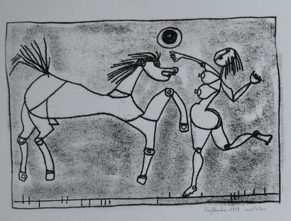 André MATHIAU (1933-2013). 
 Set of 5 drawings...