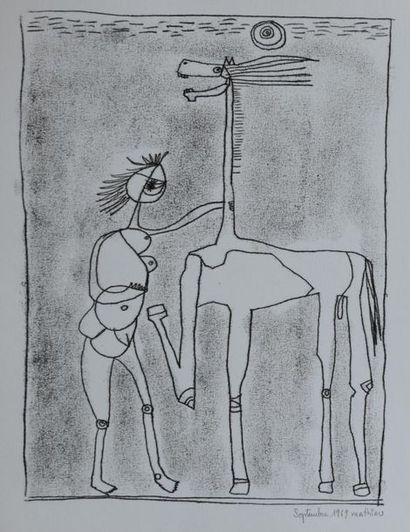 André MATHIAU (1933-2013). 
 Set of 5 drawings...