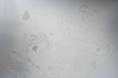 André MATHIAU (1933-2013). 
 Set of 10 pencil...