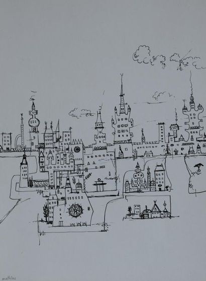 André MATHIAU (1933-2013). 
 Set of two drawings...