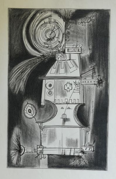 André MATHIAU (1933-2013). 
 Utopian construction.
Ink...