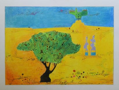 André MATHIAU (1933-2013). 
 Dreamlike landscape....