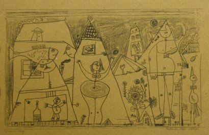 André MATHIAU (1933-2013). 
 Set of two drawings:
-...