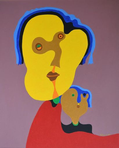 André MATHIAU (1933-2013). 
 Mother and child....