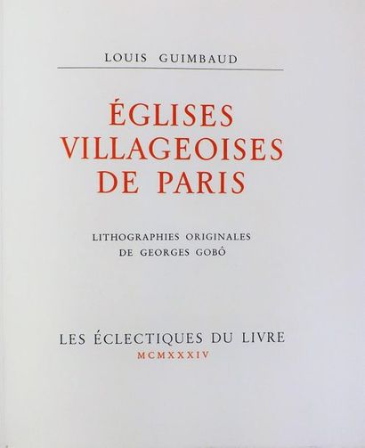 GOBÔ (G.) (1876-1958). 
GUIMBAUD (L). EGLISES...