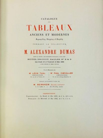 [DUMAS (A.)]. COLLECTION DES TABLEAUX anciens...
