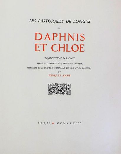 LE RICHE (H.).
LONGUS. LES PASTORALES OU...