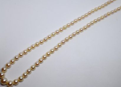 Falling white cultured pearl necklace, 750°/00...