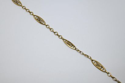 Yellow gold bracelet 750°/00 oval filigree...