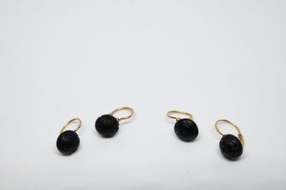 Two pairs of 750-thousandths rose gold and...
