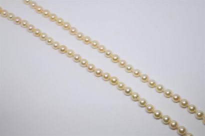 Long necklace in cultured pearls, the clasp...
