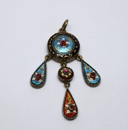 Pendant in silver and Bresse enamels, enhanced...