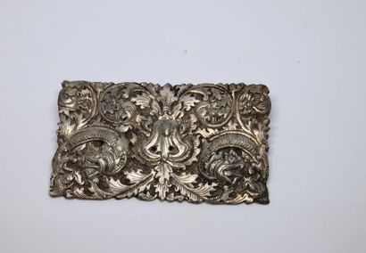 THAILANDE. Broche rectangulaire en argent...