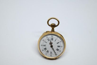 Montre savonette en or 750°/00, cuvette gravée...