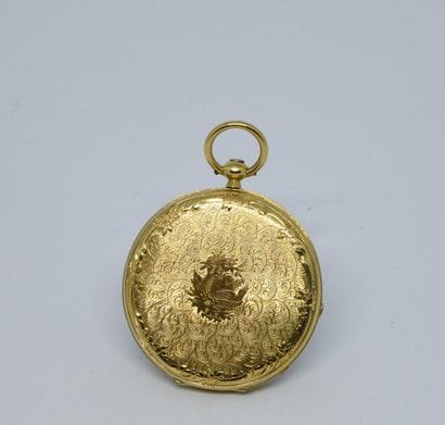 Montre de col en or jaune 750°/00, la cuvette...