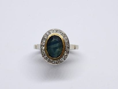 Ring in white gold and 750°/00 yellow gold,...