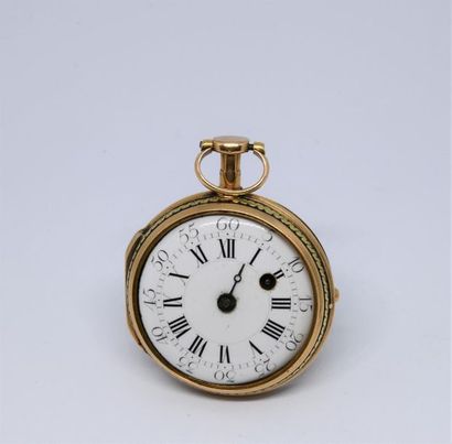 Montre à coq en or jaune, rose, vert et métal,...