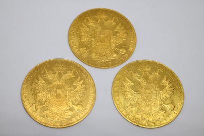 Three coins of 4 gold ducas, Franz Joseph...