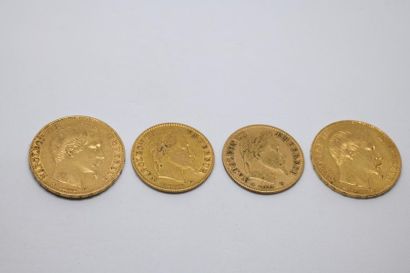 Lot comprising: 
- Two 20 franc gold coins...