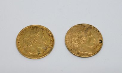 Two 10Fr gold Mercury coins 1851 A and 1899...