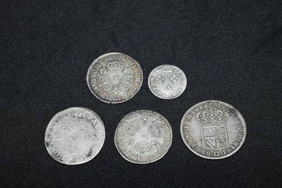LOUIS XIV: 
- 5 coins in ARG One 1/8th of...