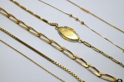 Set of six bracelets in 750°/00 yellow gold,...