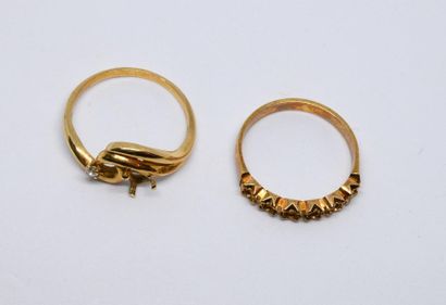 Two ring mounts in 750°/00 yellow gold, one...
