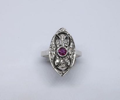 Marquise ring of Art Deco inspiration. The...