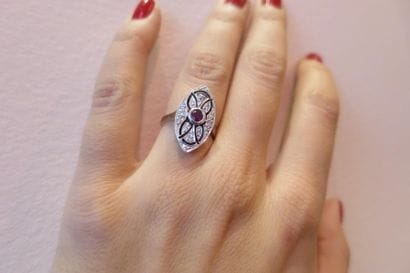 Marquise ring of Art Deco inspiration. The...