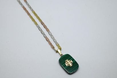 925°/00 silver flat mesh necklace and rectangular...