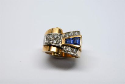 A 1940s Tank ring in 750 thousandths yellow...