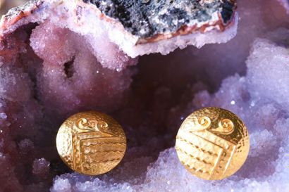Pair of earrings in 750°/00 yellow gold,...