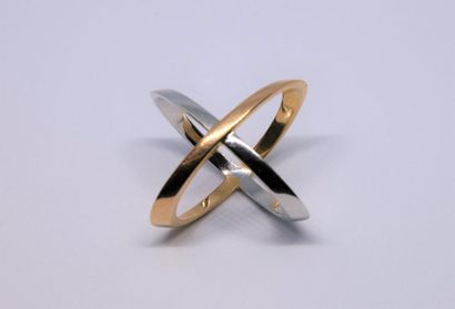 Two gold cross-shaped rings, white gold and...