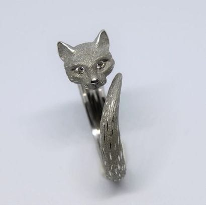Ring cat in white gold 750°/00 partially...