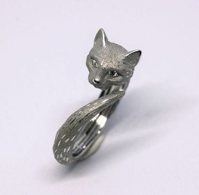 Ring cat in white gold 750°/00 partially...