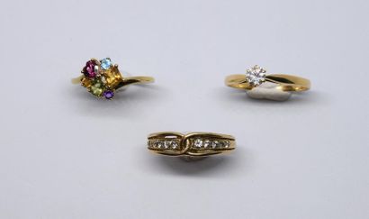 Set of two rings in 750°/00 yellow gold,...