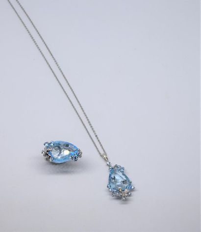Modern set ring and pendant in 585°/00 white...
