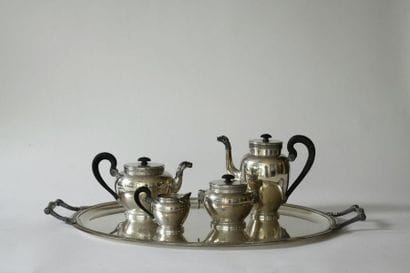 Tea-coffee service in finely chased silver...