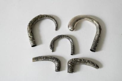 Germany. Five hollow and embossed silver...