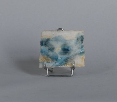 China. Painting on thin hard stone plate...