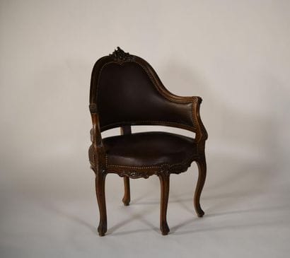 *Office armchair in carved wood, with an...