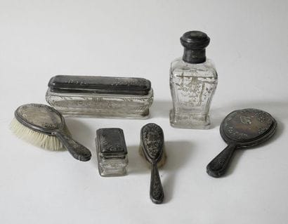 Toilet brush set made of cut crystal and...