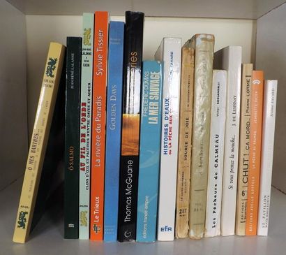 Lot de 15 volumes (récits de pêche). FAVARD....